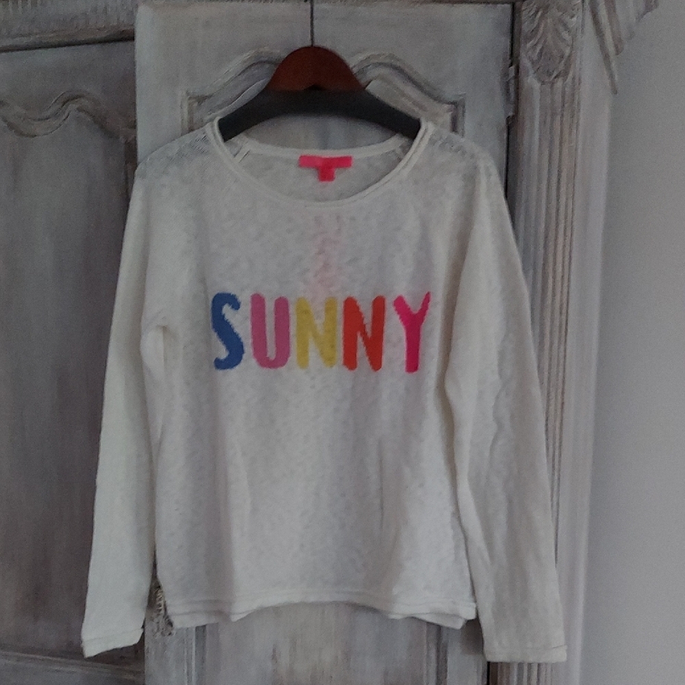 Lilly Pulitzer Long Sleeve Top - White with Vibrant 'Sunny' Print